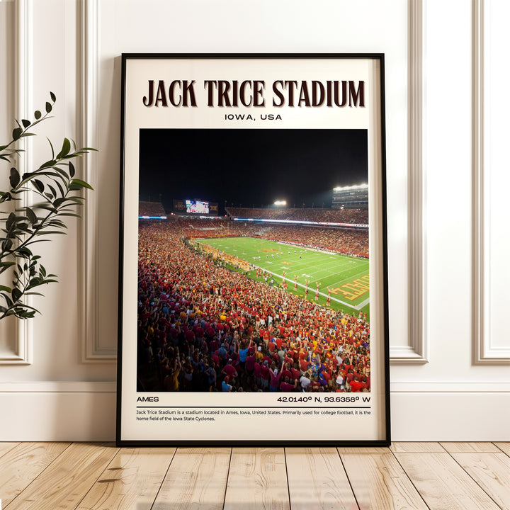 Jack Trice Stadium Football Retro Wall Art