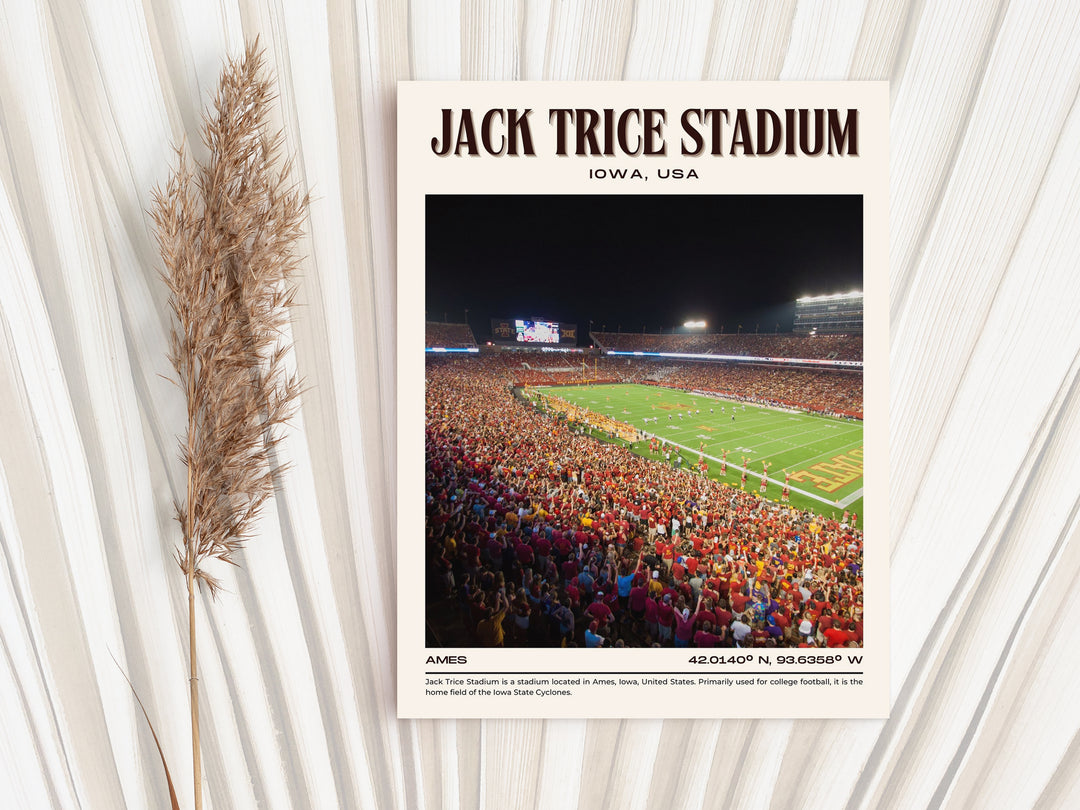 Jack Trice Stadium Football Retro Wall Art