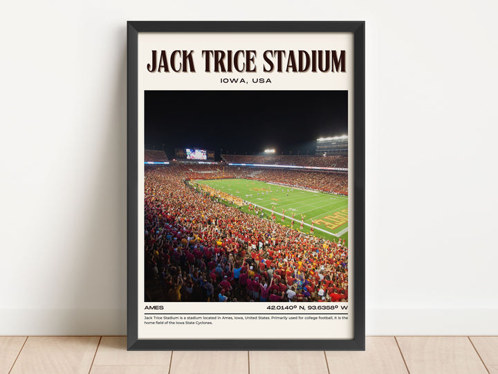 Jack Trice Stadium Football Retro Wall Art