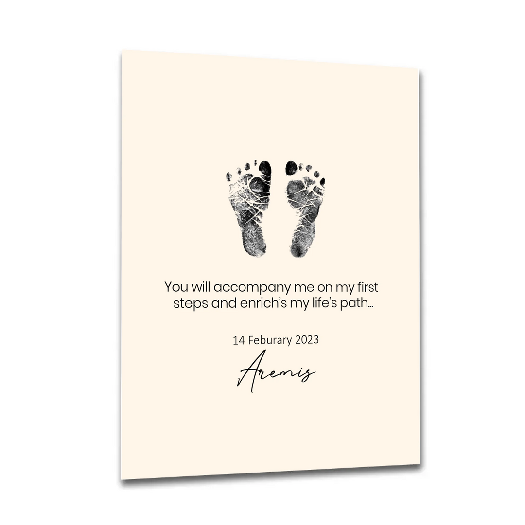 Personalized Birth Poster Set Including Footprint, Name Poster Gift for Birth, Birthday, Christening, Grandparents, Baby Shower, and Godparents - TW249 AS
