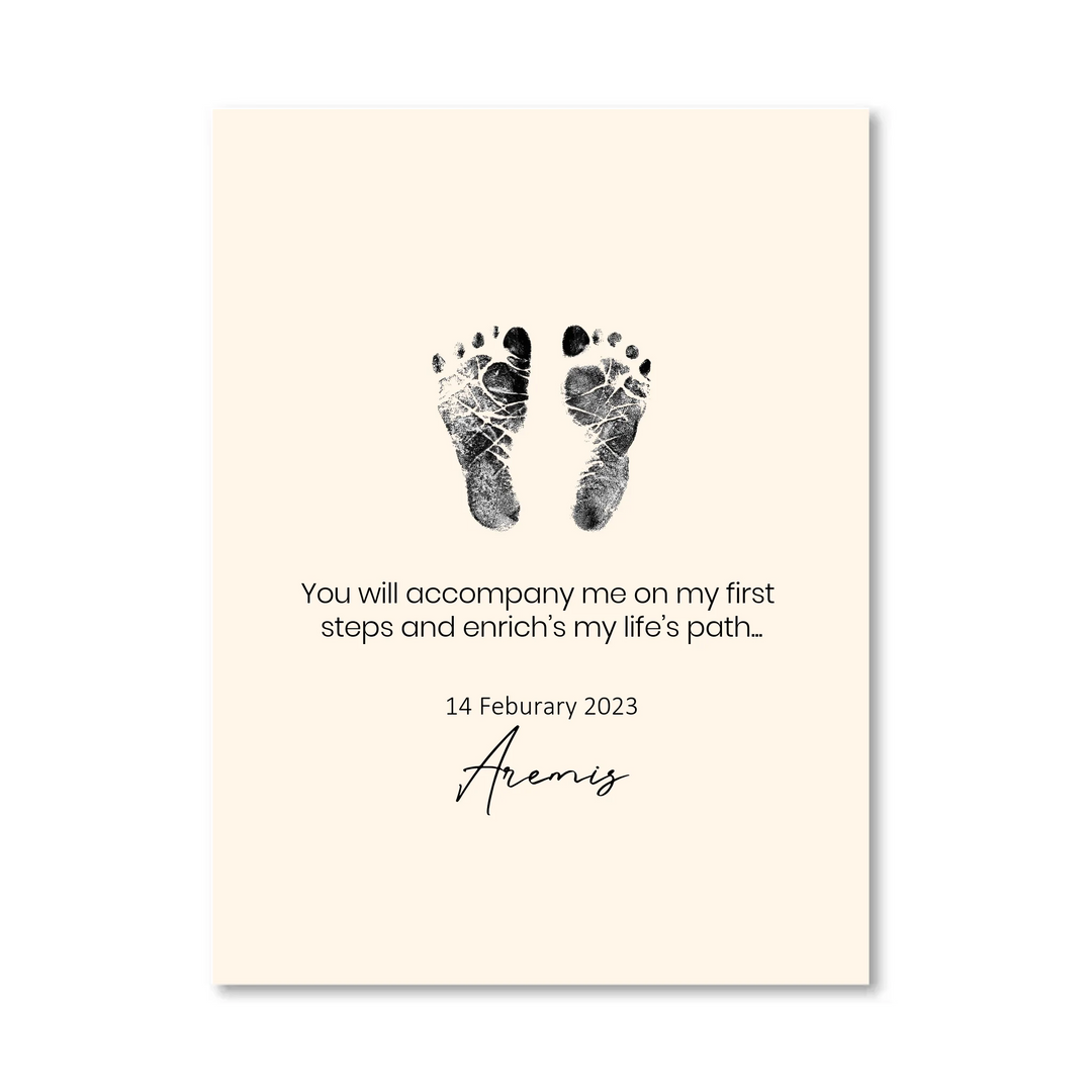 Personalized Birth Poster Set Including Footprint, Name Poster Gift for Birth, Birthday, Christening, Grandparents, Baby Shower, and Godparents - TW249 AS