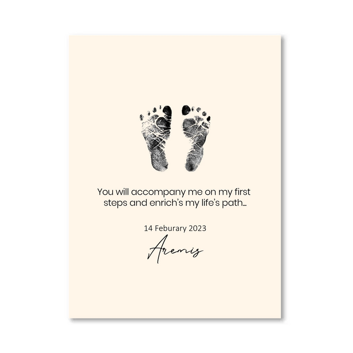 Personalized Birth Poster Set Including Footprint, Name Poster Gift for Birth, Birthday, Christening, Grandparents, Baby Shower, and Godparents - TW249 AS