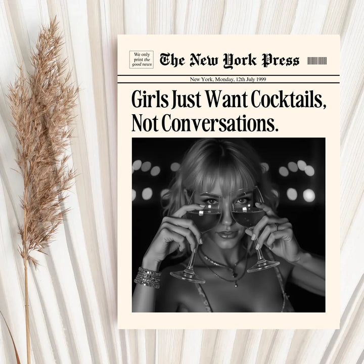 Newspaper Print Wall Art College Dorm Retro Newspaper Headline, Fashion Dorm Print New York News, Decor Print, Girly Poster - TW285
