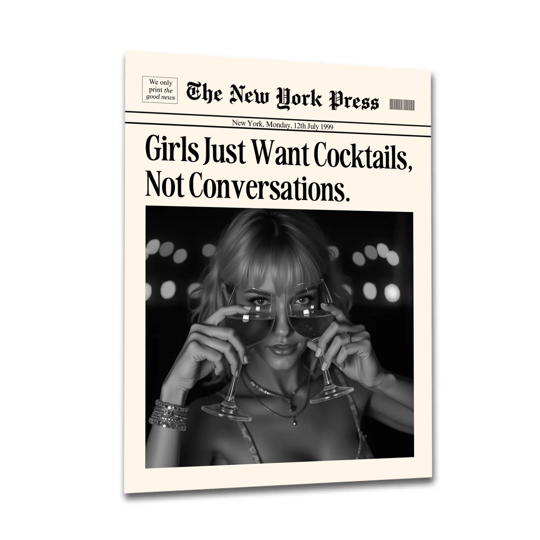 Newspaper Print Wall Art College Dorm Retro Newspaper Headline, Fashion Dorm Print New York News, Decor Print, Girly Poster - TW285