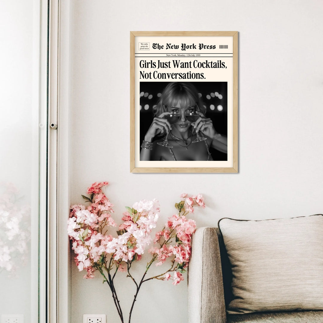 Newspaper Print Wall Art College Dorm Retro Newspaper Headline, Fashion Dorm Print New York News, Decor Print, Girly Poster - TW285