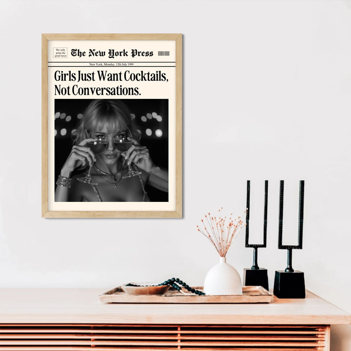 Newspaper Print Wall Art College Dorm Retro Newspaper Headline, Fashion Dorm Print New York News, Decor Print, Girly Poster - TW285