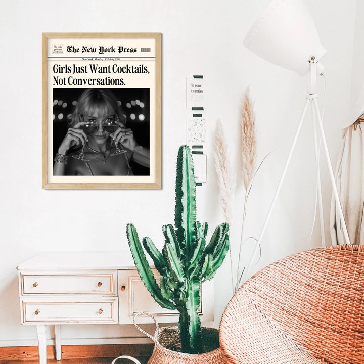 Newspaper Print Wall Art College Dorm Retro Newspaper Headline, Fashion Dorm Print New York News, Decor Print, Girly Poster - TW285