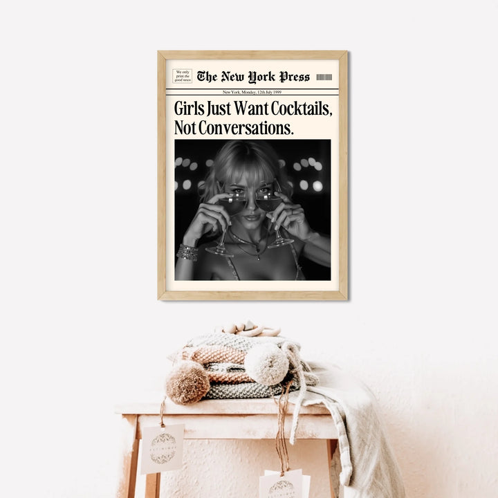 Newspaper Print Wall Art College Dorm Retro Newspaper Headline, Fashion Dorm Print New York News, Decor Print, Girly Poster - TW285