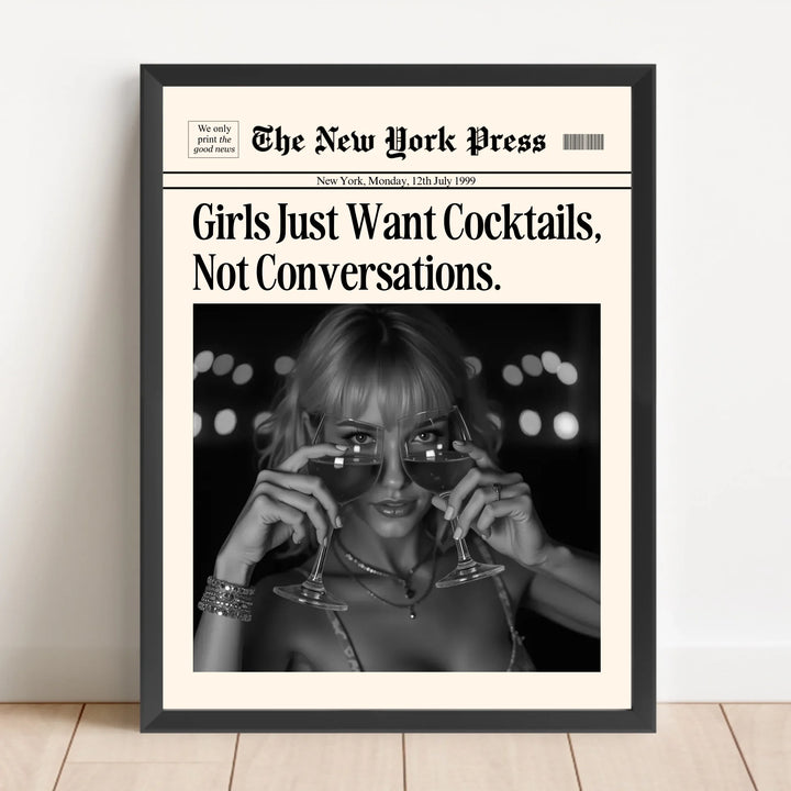 Newspaper Print Wall Art College Dorm Retro Newspaper Headline, Fashion Dorm Print New York News, Decor Print, Girly Poster - TW285