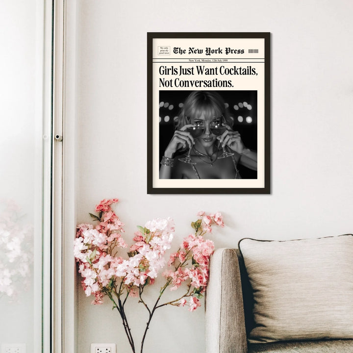 Newspaper Print Wall Art College Dorm Retro Newspaper Headline, Fashion Dorm Print New York News, Decor Print, Girly Poster - TW285