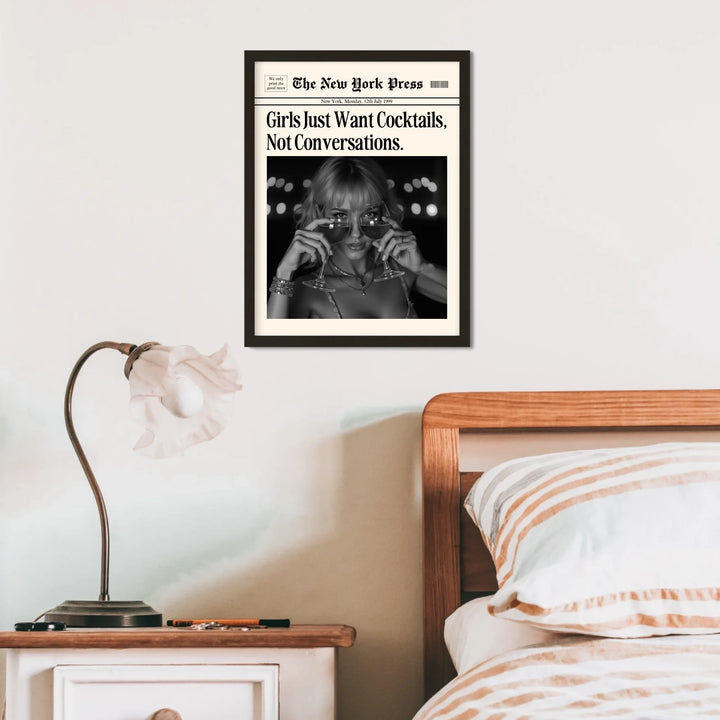Newspaper Print Wall Art College Dorm Retro Newspaper Headline, Fashion Dorm Print New York News, Decor Print, Girly Poster - TW285