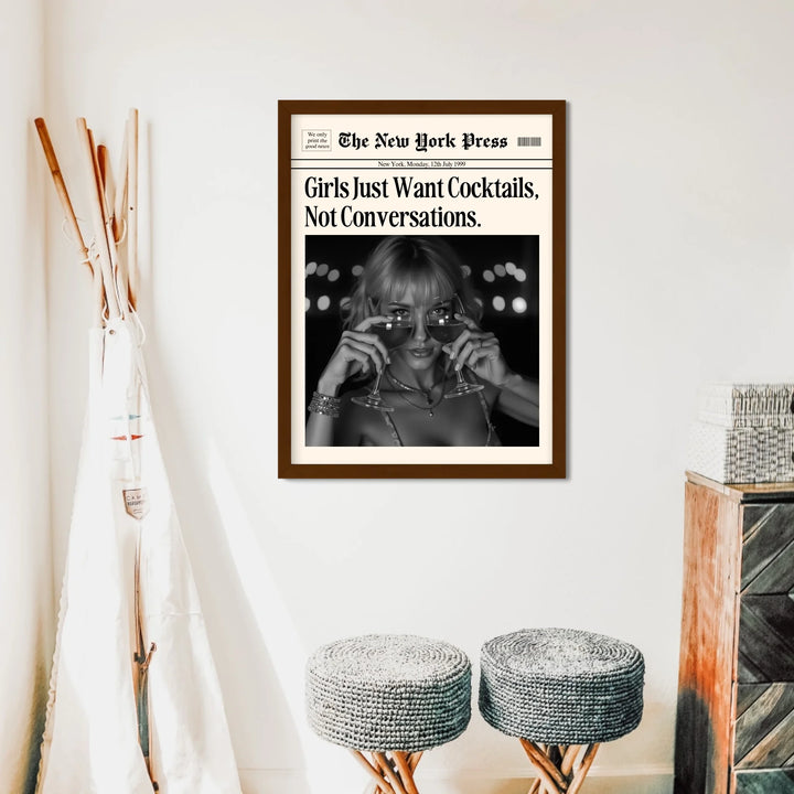 Newspaper Print Wall Art College Dorm Retro Newspaper Headline, Fashion Dorm Print New York News, Decor Print, Girly Poster - TW285