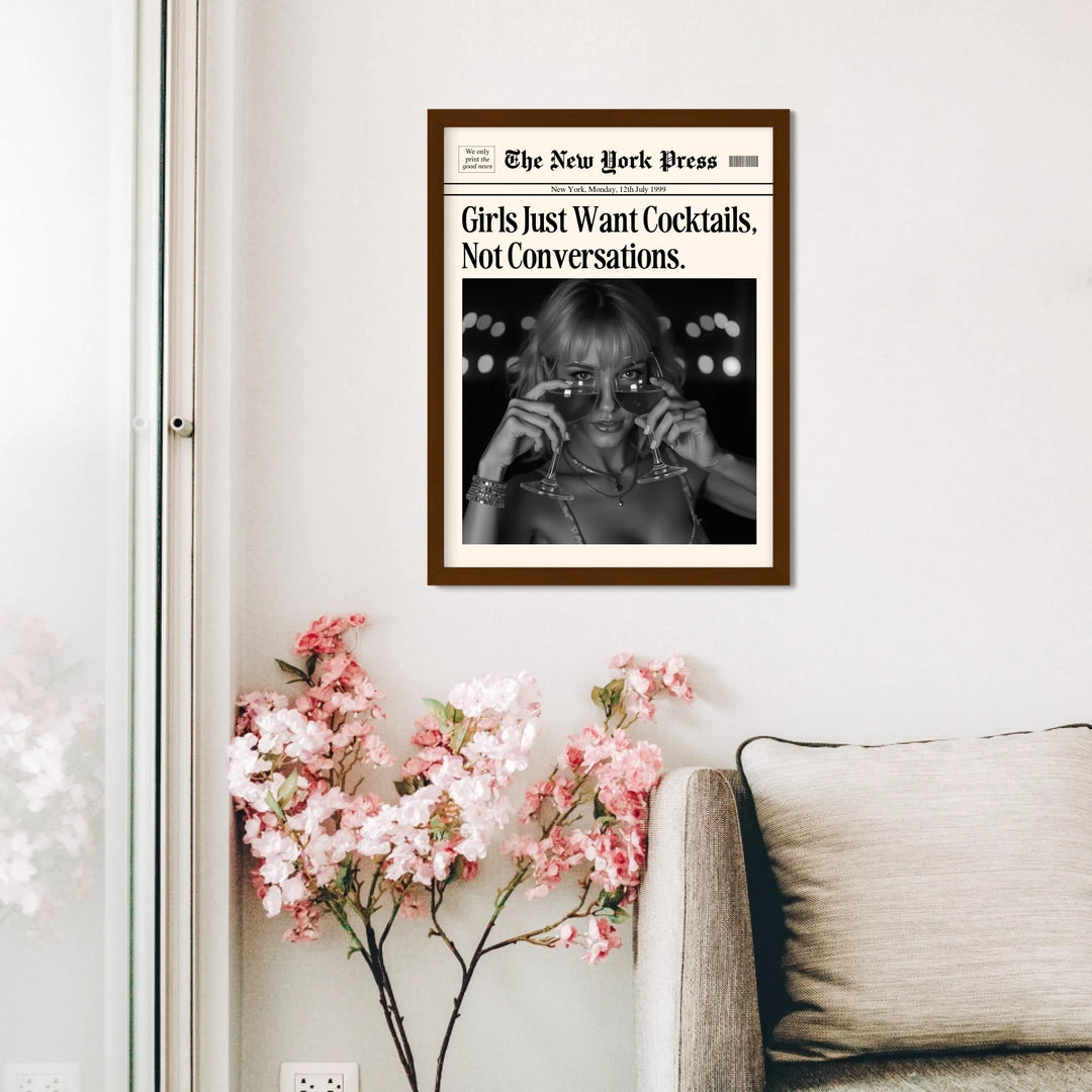 Newspaper Print Wall Art College Dorm Retro Newspaper Headline, Fashion Dorm Print New York News, Decor Print, Girly Poster - TW285
