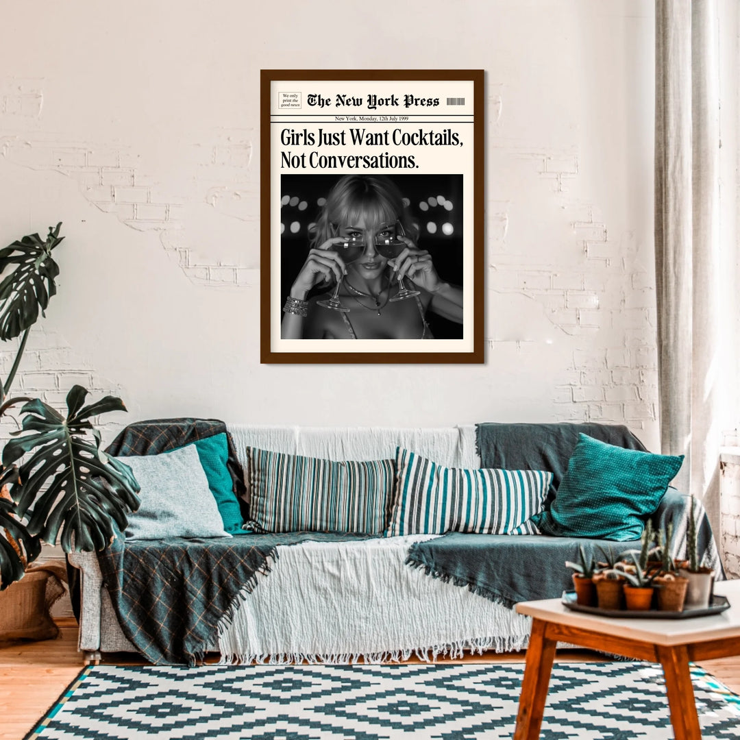 Newspaper Print Wall Art College Dorm Retro Newspaper Headline, Fashion Dorm Print New York News, Decor Print, Girly Poster - TW285