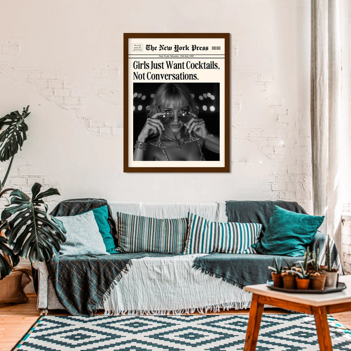 Newspaper Print Wall Art College Dorm Retro Newspaper Headline, Fashion Dorm Print New York News, Decor Print, Girly Poster - TW285