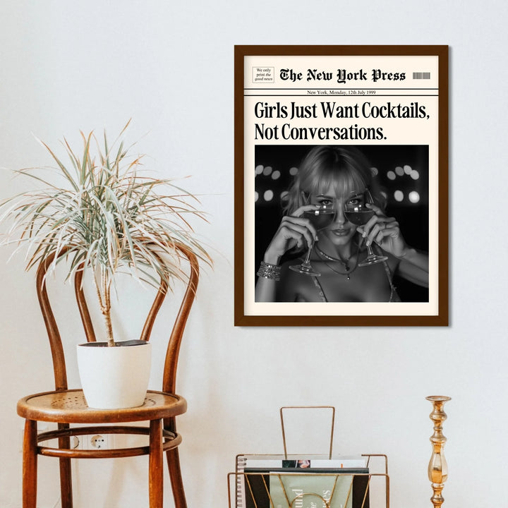 Newspaper Print Wall Art College Dorm Retro Newspaper Headline, Fashion Dorm Print New York News, Decor Print, Girly Poster - TW285