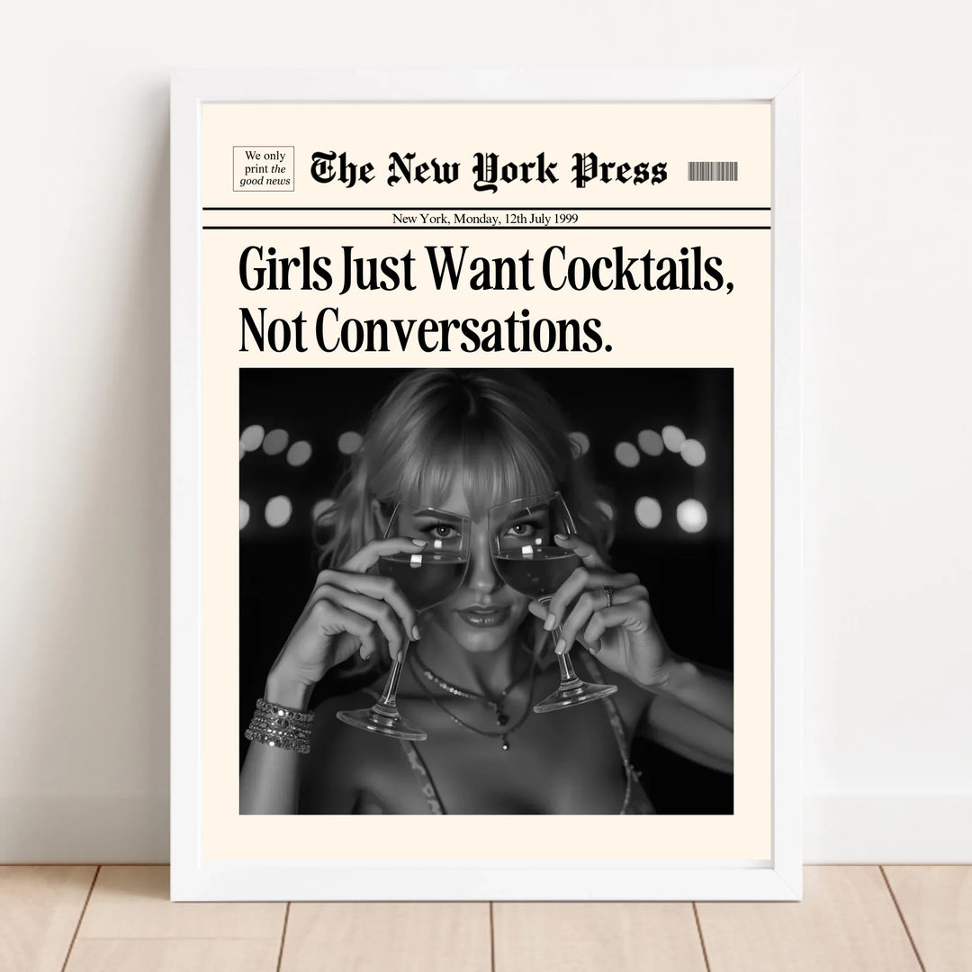 Newspaper Print Wall Art College Dorm Retro Newspaper Headline, Fashion Dorm Print New York News, Decor Print, Girly Poster - TW285
