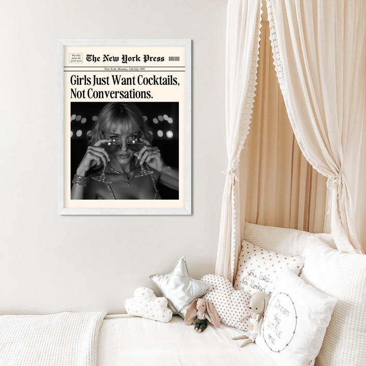 Newspaper Print Wall Art College Dorm Retro Newspaper Headline, Fashion Dorm Print New York News, Decor Print, Girly Poster - TW285