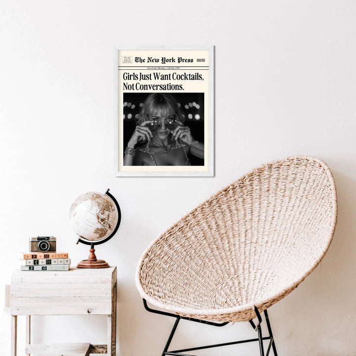Newspaper Print Wall Art College Dorm Retro Newspaper Headline, Fashion Dorm Print New York News, Decor Print, Girly Poster - TW285