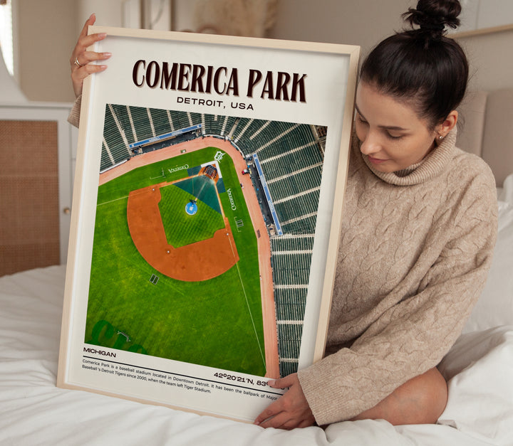 Comerica Park Stadium Baseball Retro Wall Art