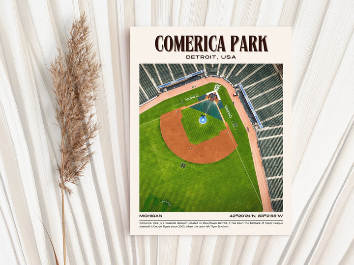 Comerica Park Stadium Baseball Retro Wall Art