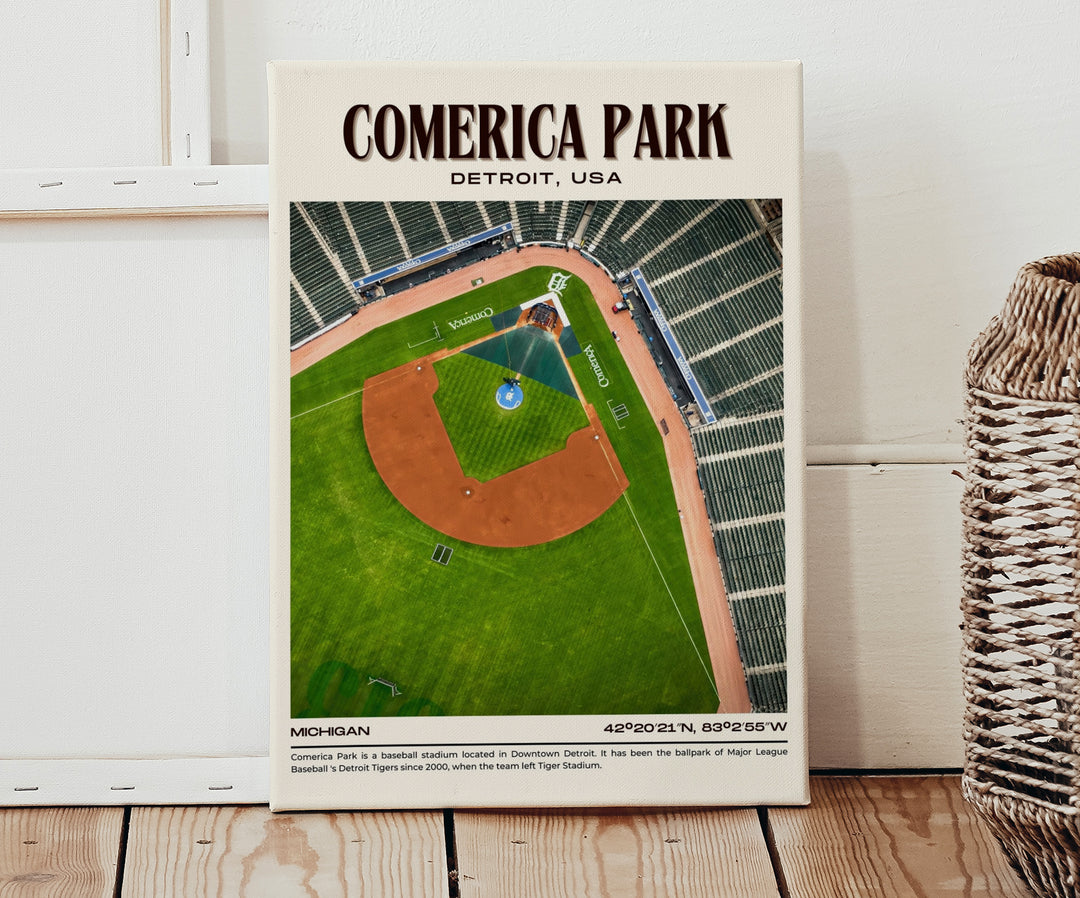 Comerica Park Stadium Baseball Retro Wall Art