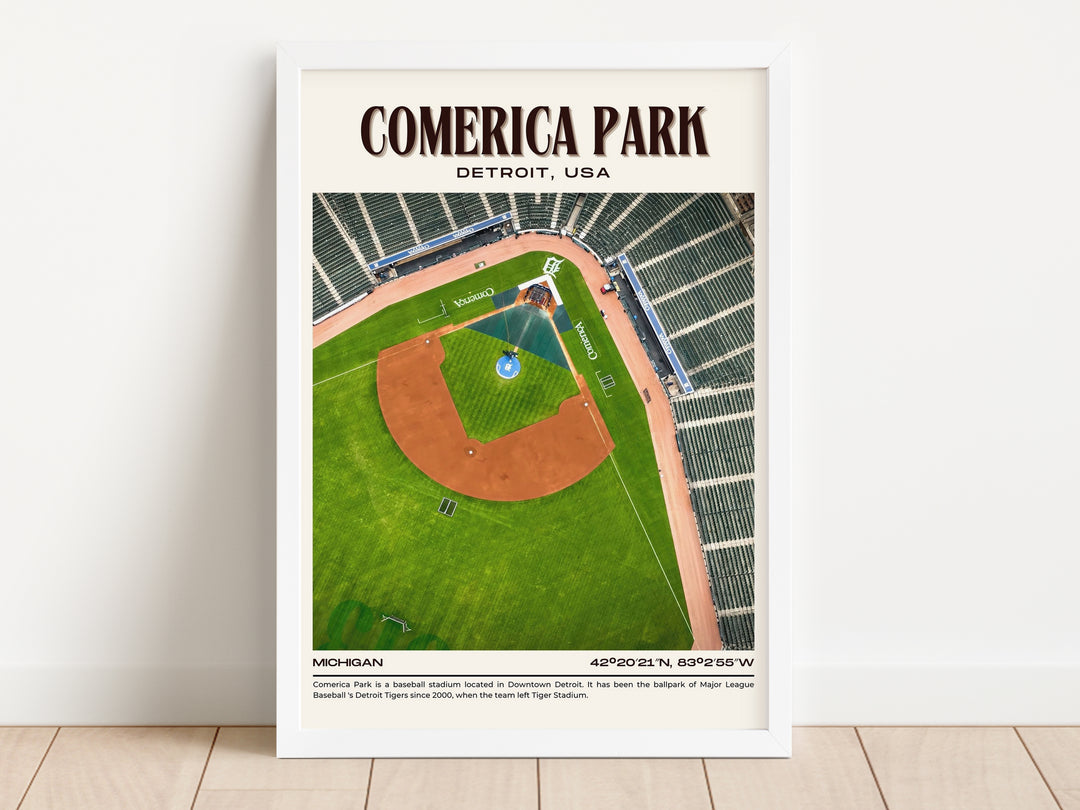 Comerica Park Stadium Baseball Retro Wall Art