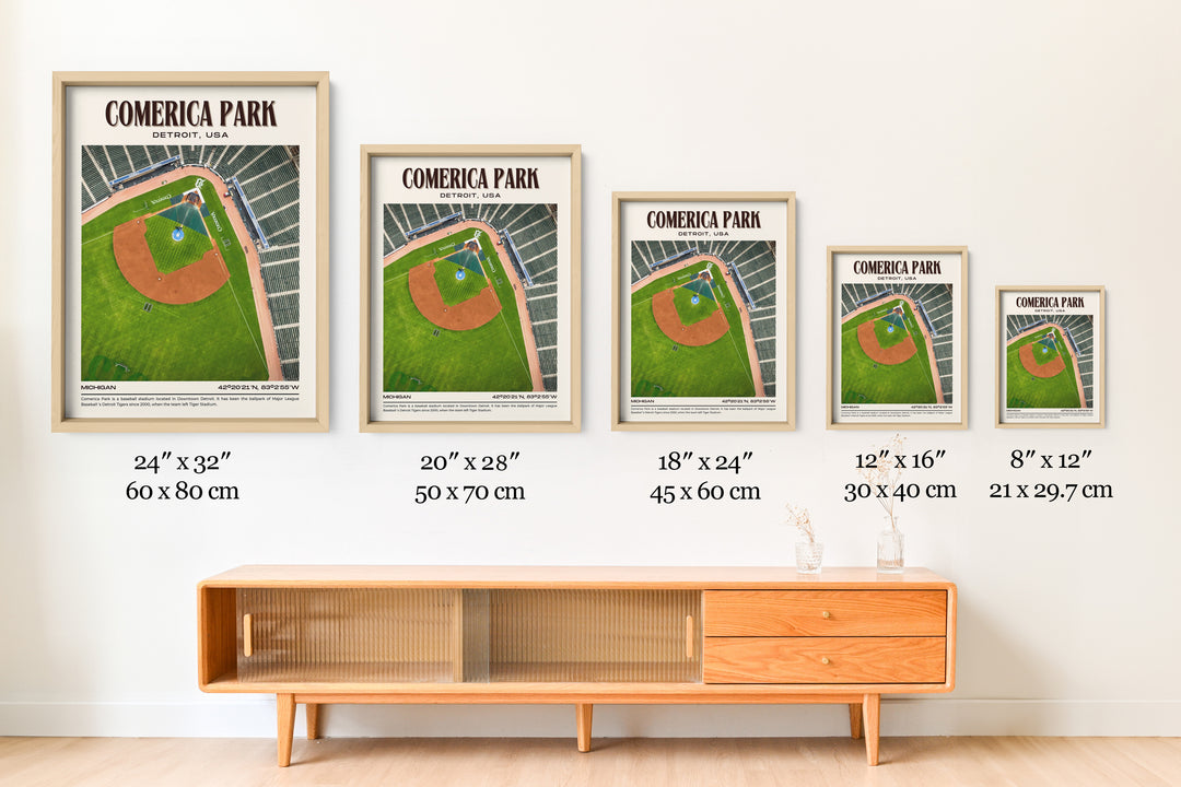 Comerica Park Stadium Baseball Retro Wall Art