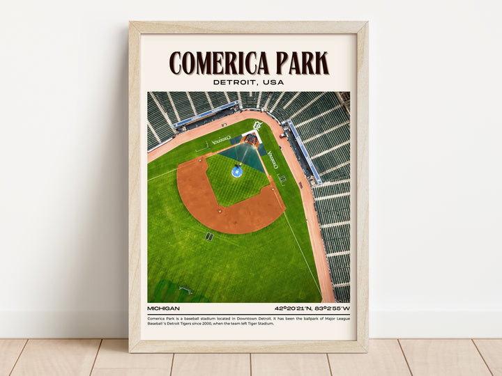 Comerica Park Stadium Baseball Retro Wall Art