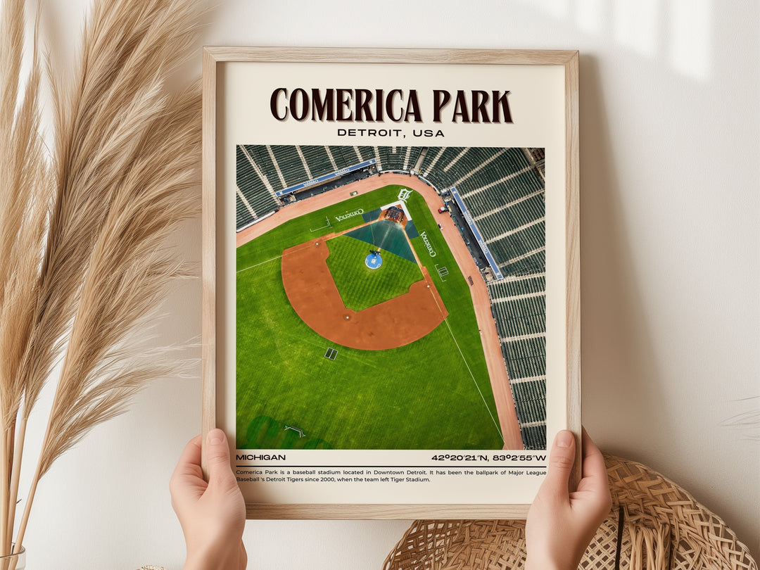 Comerica Park Stadium Baseball Retro Wall Art