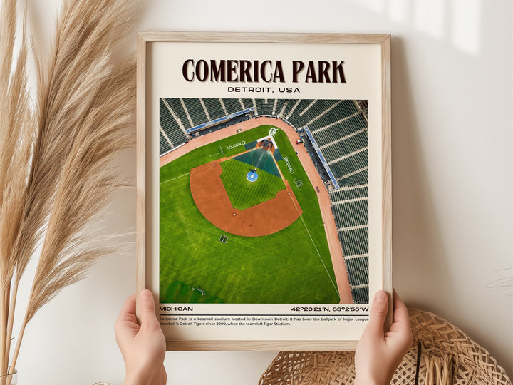 Comerica Park Stadium Baseball Retro Wall Art