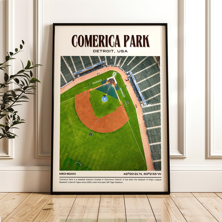 Comerica Park Stadium Baseball Retro Wall Art