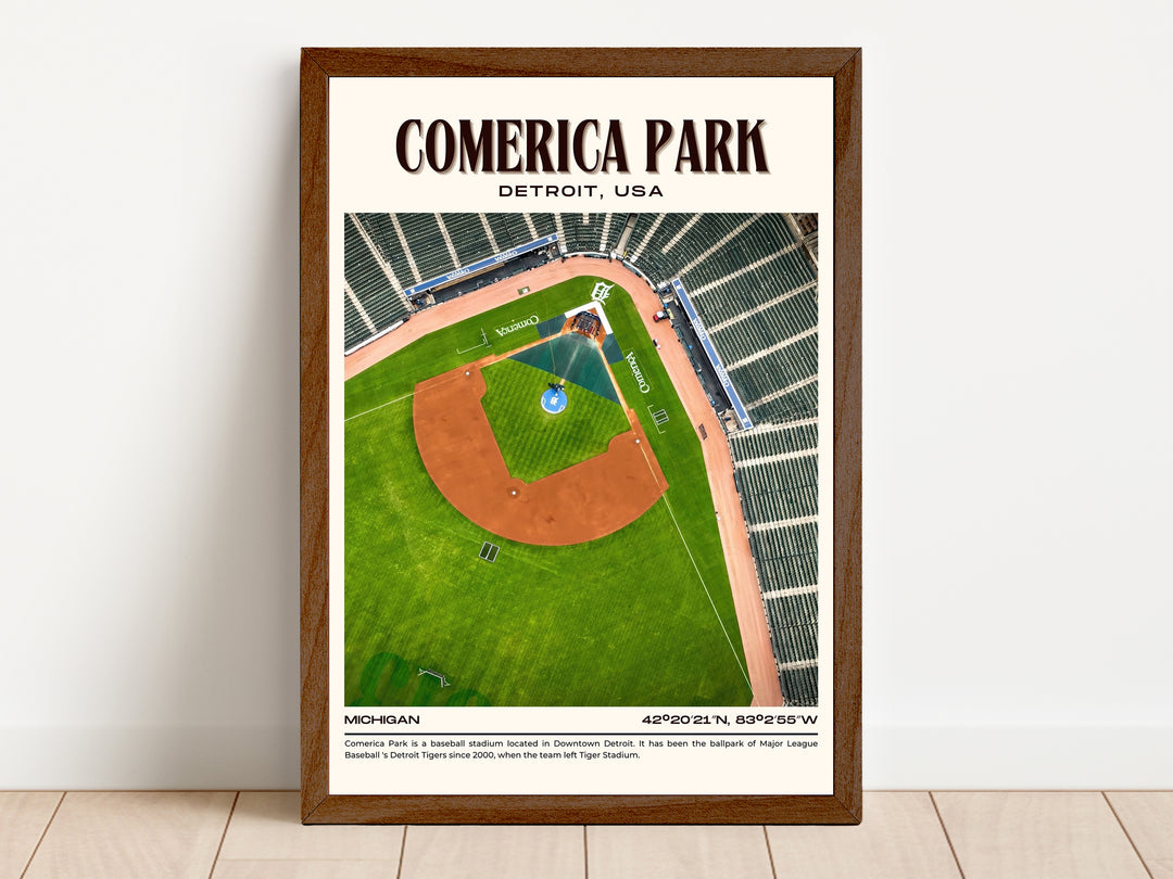 Comerica Park Stadium Baseball Retro Wall Art