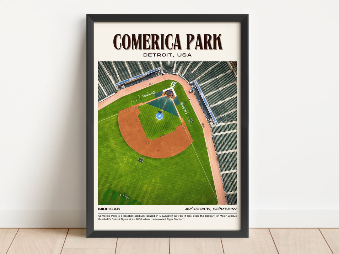 Comerica Park Stadium Baseball Retro Wall Art