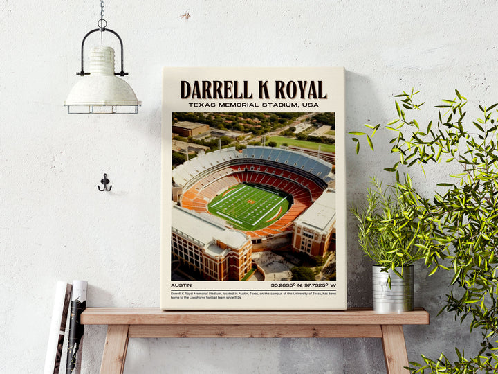 Darrell K Royal–Texas Memorial Stadium Football Retro Wall Art