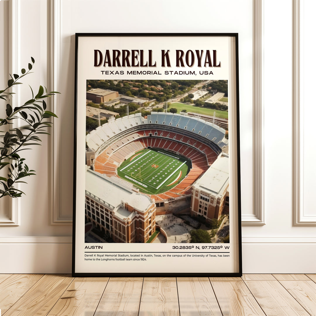 Darrell K Royal–Texas Memorial Stadium Football Retro Wall Art