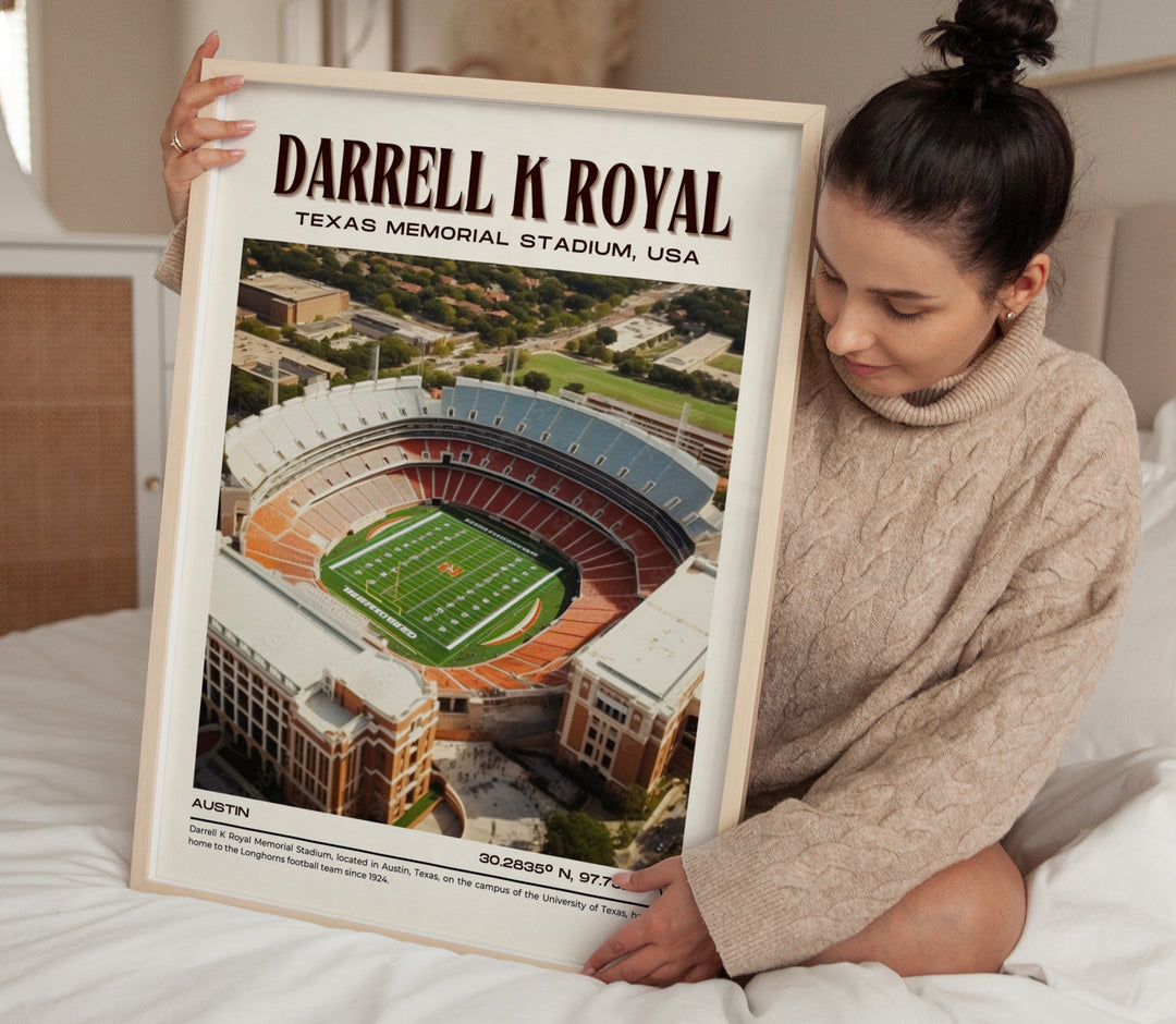 Darrell K Royal–Texas Memorial Stadium Football Retro Wall Art