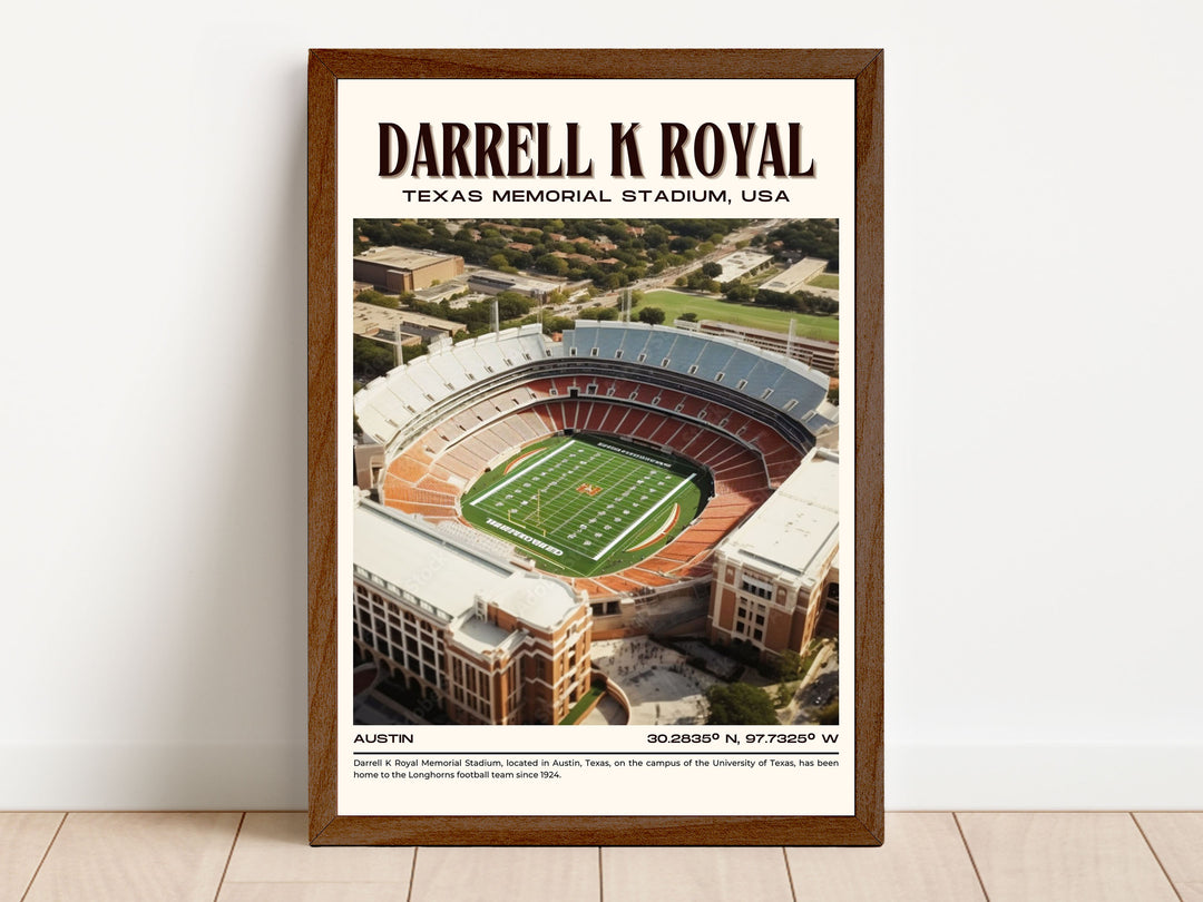 Darrell K Royal–Texas Memorial Stadium Football Retro Wall Art