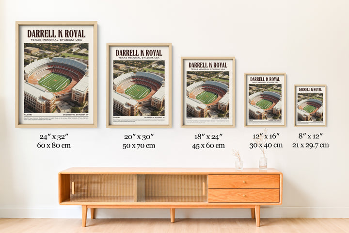 Darrell K Royal–Texas Memorial Stadium Football Retro Wall Art