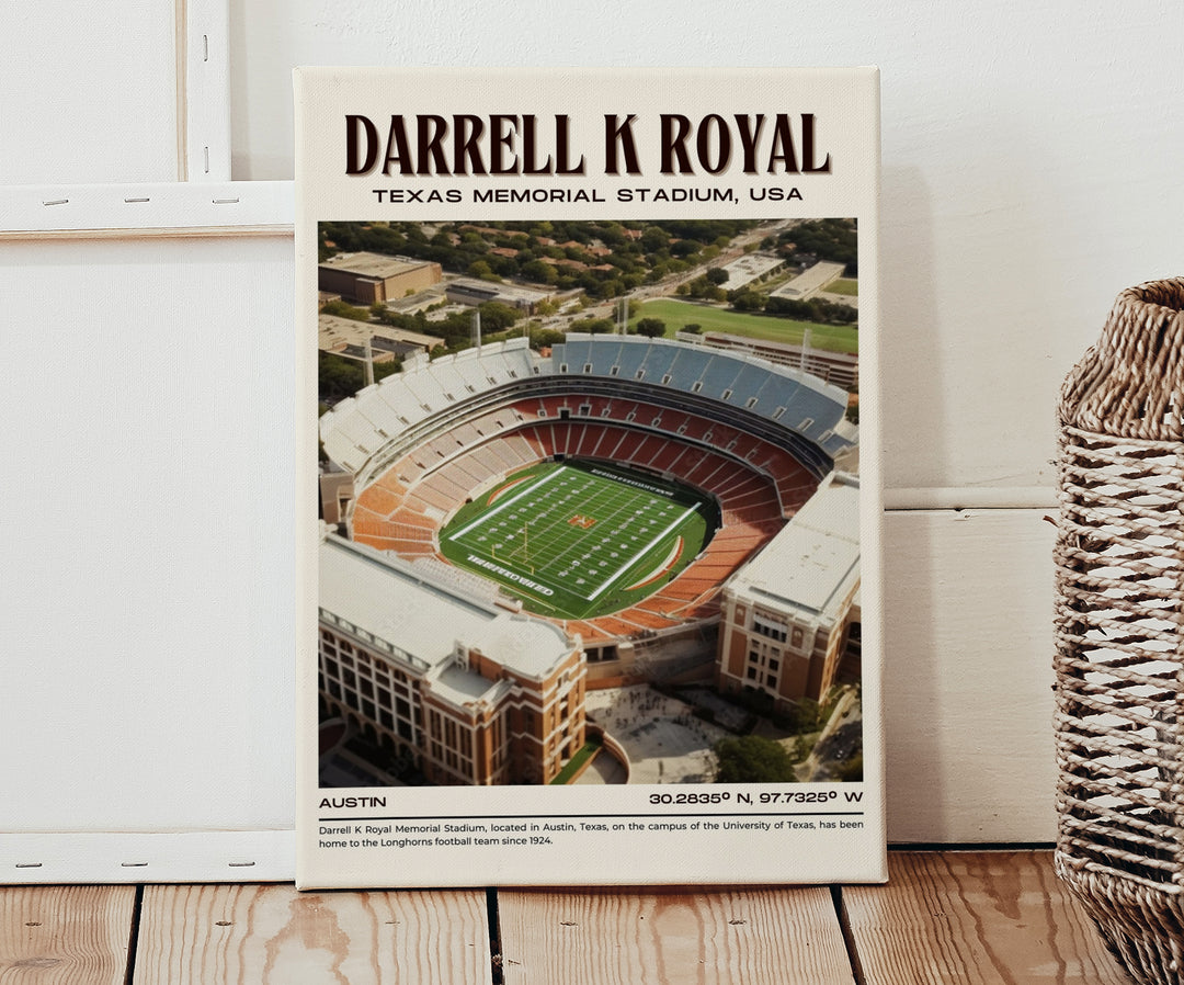 Darrell K Royal–Texas Memorial Stadium Football Retro Wall Art