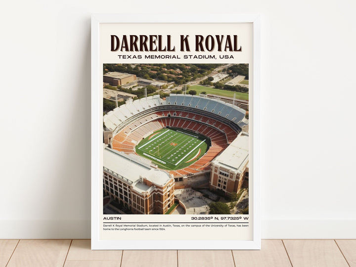 Darrell K Royal–Texas Memorial Stadium Football Retro Wall Art