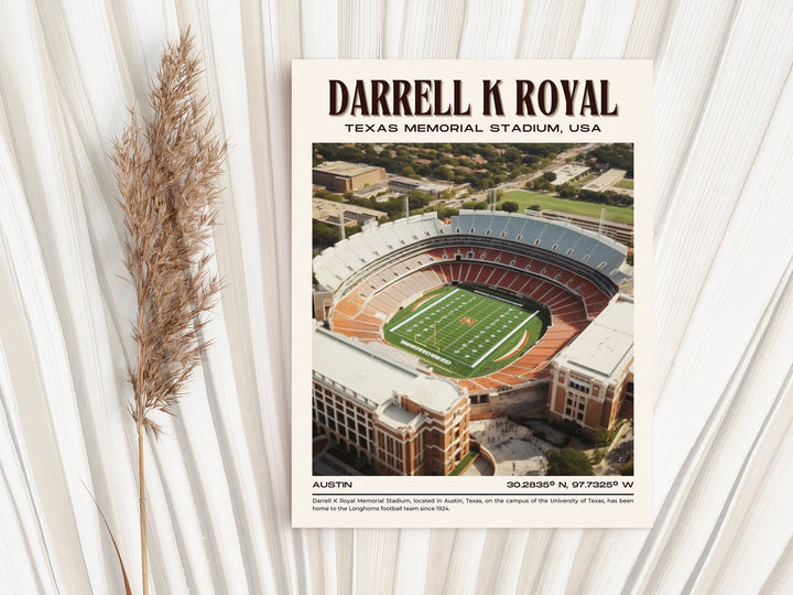 Darrell K Royal–Texas Memorial Stadium Football Retro Wall Art