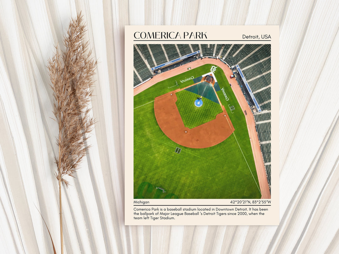 Comerica Park Stadium Baseball Minimal Wall Art