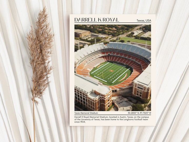 Darrell K Royal–Texas Memorial Stadium Football Minimal Wall Art