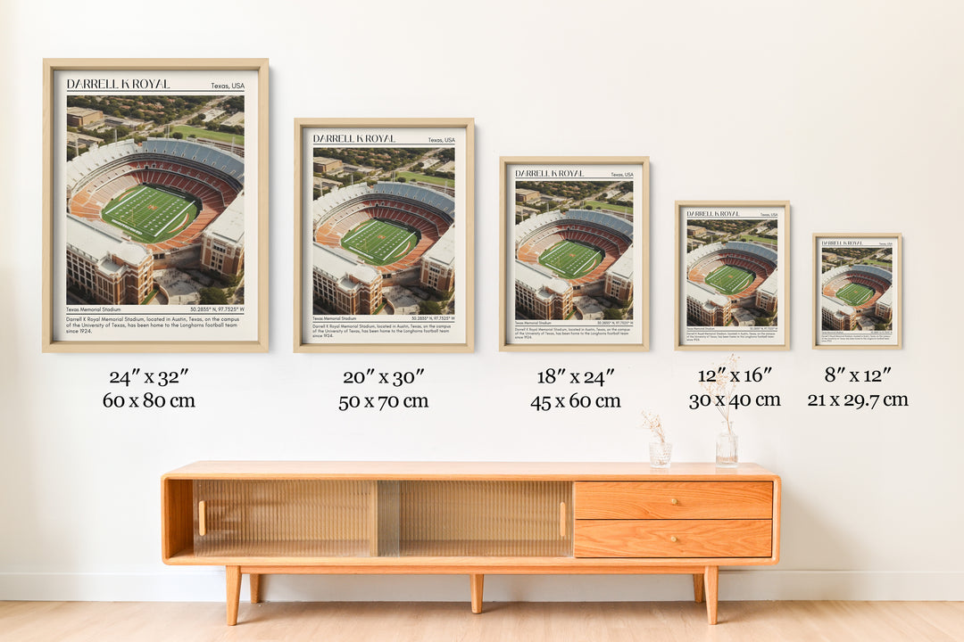 Darrell K Royal–Texas Memorial Stadium Football Minimal Wall Art