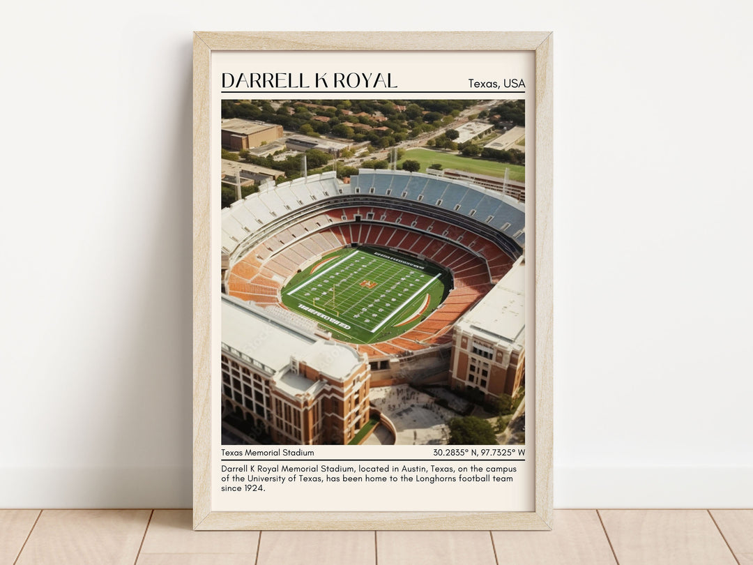 Darrell K Royal–Texas Memorial Stadium Football Minimal Wall Art