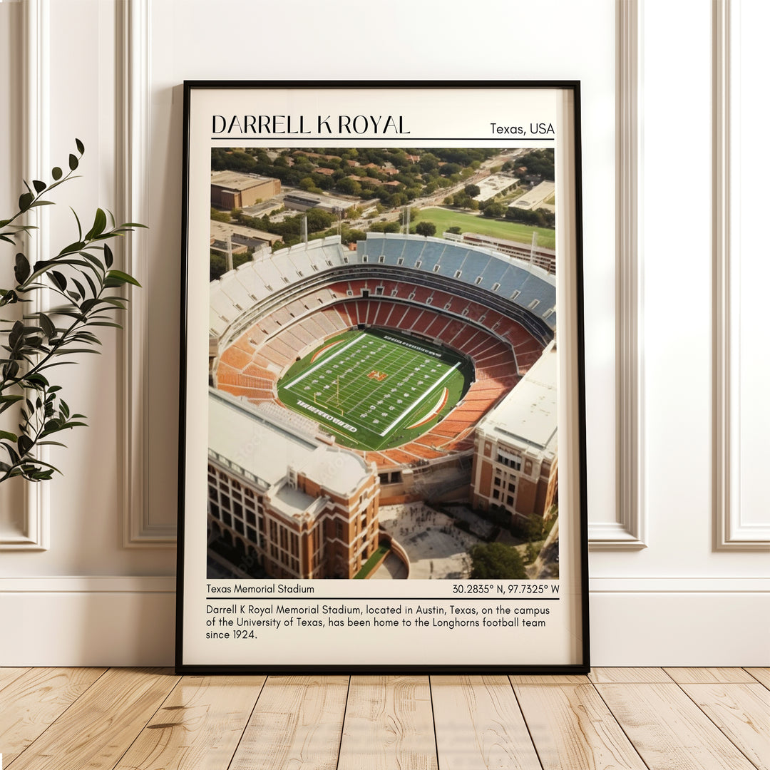 Darrell K Royal–Texas Memorial Stadium Football Minimal Wall Art