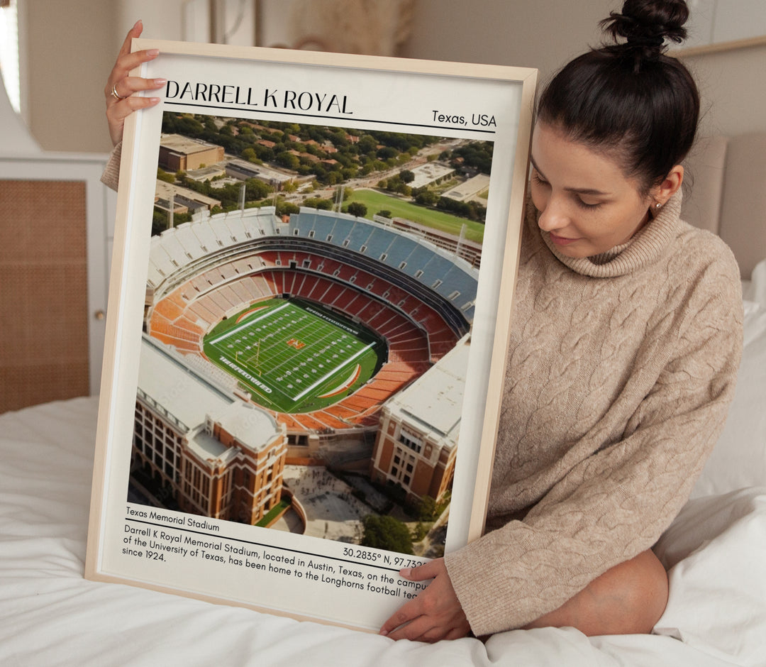 Darrell K Royal–Texas Memorial Stadium Football Minimal Wall Art