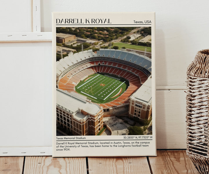 Darrell K Royal–Texas Memorial Stadium Football Minimal Wall Art