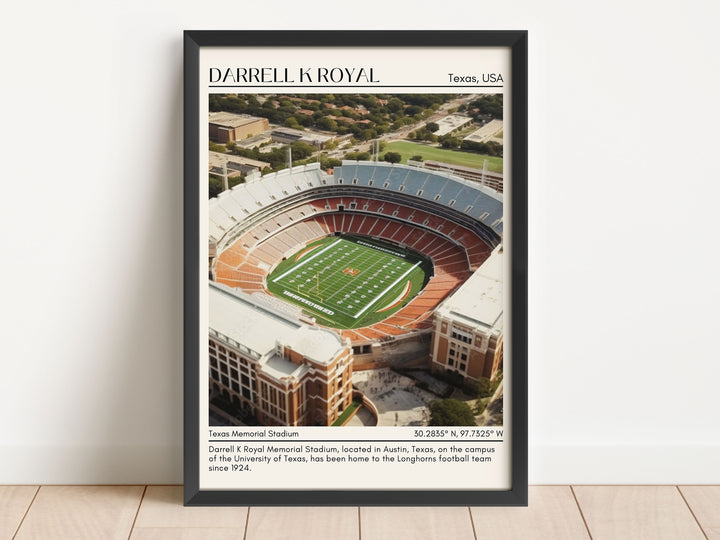 Darrell K Royal–Texas Memorial Stadium Football Minimal Wall Art